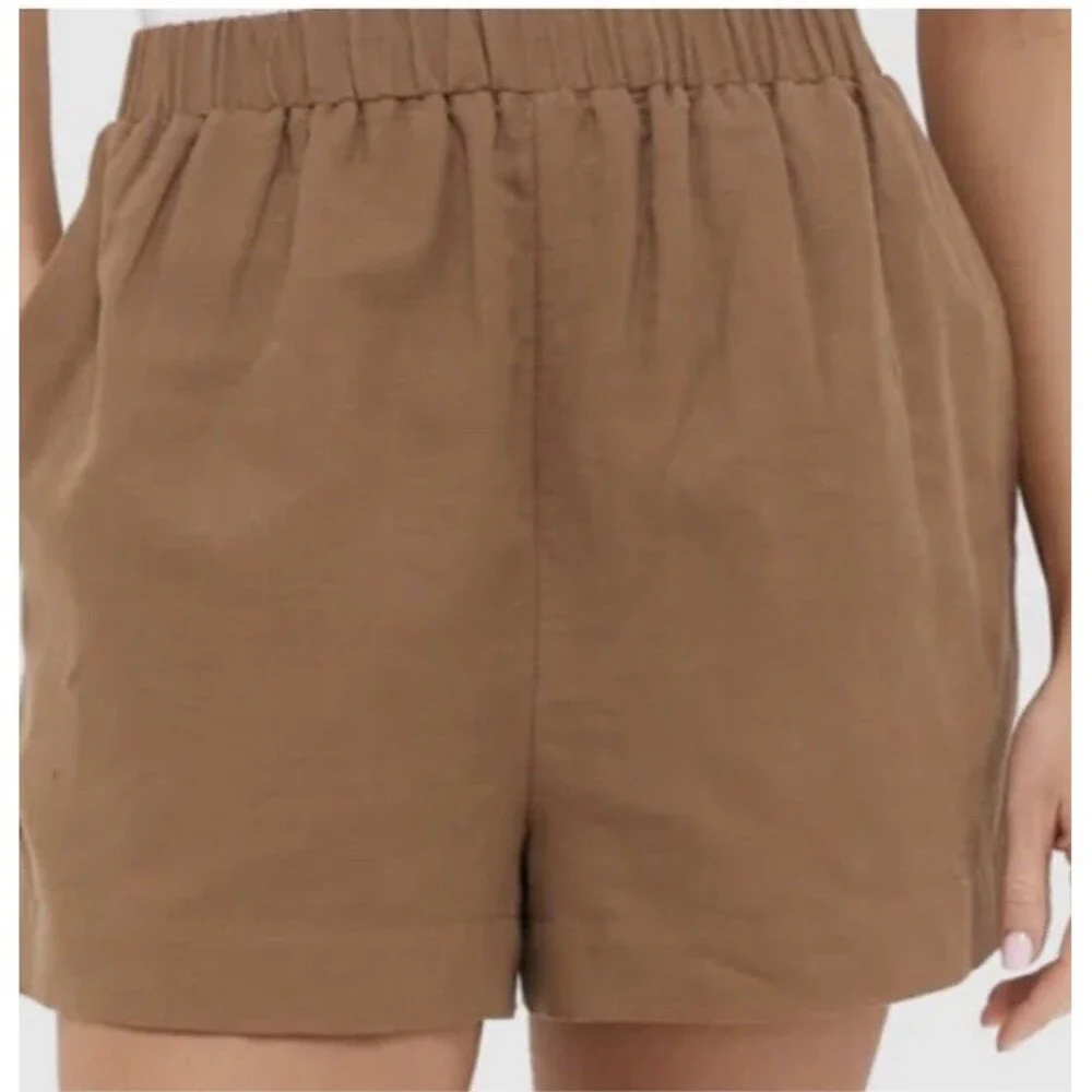 Tuckernuck x Studio McGee Augusta Shorts Sz M Linen Cotton Mocha NEW